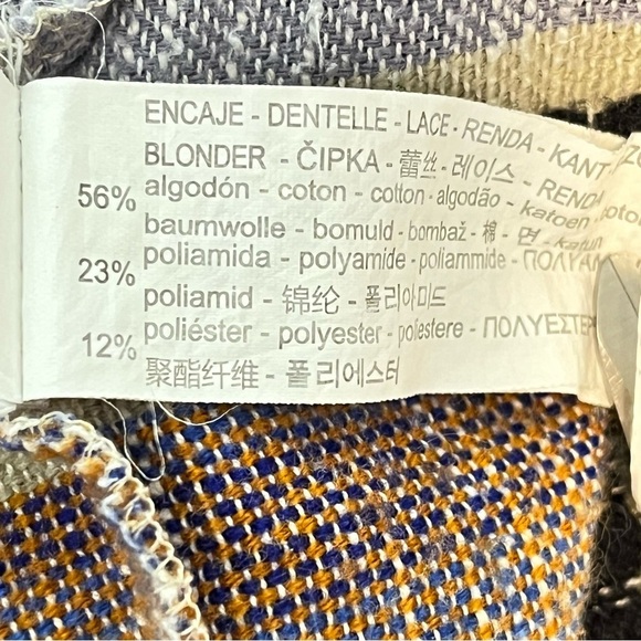 Zara Woman Kimono Poncho Oversized Coverup Stripe Pom Pom Fringe M Boho Swim - Picture 9 of 11